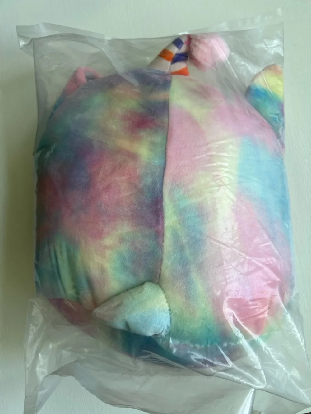 Happy Birthday Plush Party Pillow - Pastel Rainbow